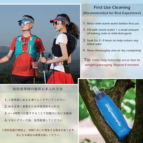 TRIWONDER Running Water Bottle Handheld Plastic Flask Hydration Vest Packs Waist Belt Replacement for Runners Marathon Cycling Hiking - color: 03 Soft Flasks - Blue - 250ml/8.45oz - 2 Packs