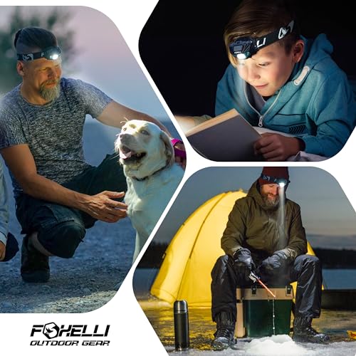 Foxelli USB‑C Rechargeable LED Headlamp – Ultra‑Light 2.4 oz & Bright 180 Lumens – Red/White Light, 5 Modes, IPX5 Waterproof, 40 h Runtime for Trail Running, Camping, Hiking - color: Blue