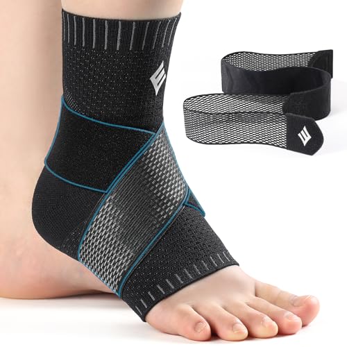 NEENCA Compression Ankle Sleeve with Removable Figure-8 Strap - color: Black, size: Medium