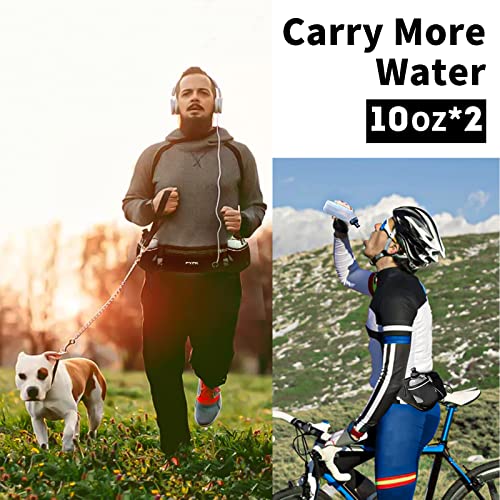 PYFK Running Belt with Water Bottles, Hydration Belt for Men and Women, Water Bottle Holder Running Pouch Water Belt, Fanny Pack Fits 7 inches Phones, Waist pack for Runner Jogging - color: Black