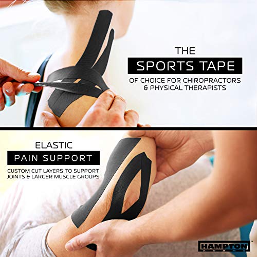 Hampton Adams Kinesiology Tape, Uncut Roll, Waterproof Muscle Support - color: Black, size: 2in x 135ft (1 Roll)