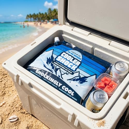 Cooler Shock Reusable Ice Packs for Cooler - Long Lasting Cold Freezer Packs for Coolers and Lunch Boxes - Cooler Ice Packs for Camping Gear, Fishing, Road Trips, Beach Must Haves - style: Large - 3pk