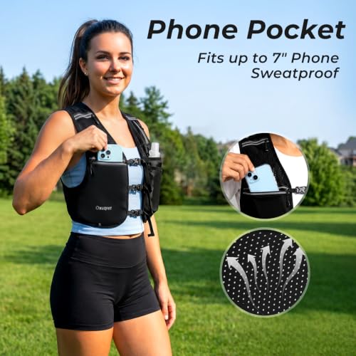 Running Vest for Women & Men with 500ML Soft Flask | Hydration Vest - color: Black, size: L/XL (1 Soft Flask)
