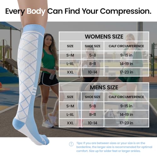 Bamboo Viscose Compression Socks 15-20 mmHg Knee High 3 Pairs Unisex - color: A01-3pair-blue Brown Green, size: XX-Large
