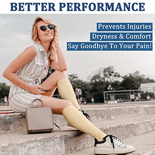 FEYHAY Copper Compression Socks (3 Pairs) 15-20 mmHg Circulation is Best Athletic & Daily for Men & Women, Running, Climbing - color: 13 Black/Coffee/Beige, size: Small-Medium