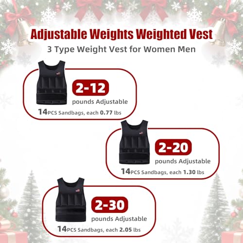 Wolliwa Adjustable Weighted Vest for Men Women,2-30 Lbs Adjustable Weighted Vest with Straps Womens Running Weight Vest for Walking Strength Training Fitness - size: Adjustable 2-20 Lbs