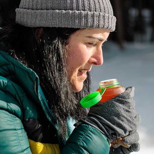 Cnoc Outdoors HydriamX Durable Collapsible 350ml Flask, 42mm Thread Wide Mouth, Hot Liquid Compatible - color: Green, size: 11.8 Ounces