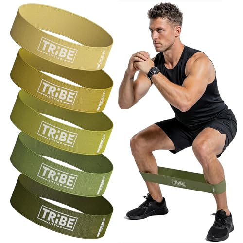 Fabric Resistance Bands for Working Out, 5-Band Set for Legs and Glutes - color: Green