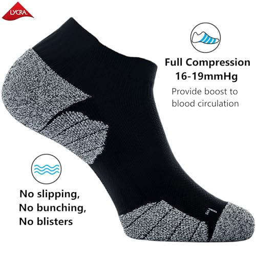 CWVLC Cushioned Athletic Ankle Compression Socks for Women Men 3/6 Pairs - color: 3-pairs Black, size: Large