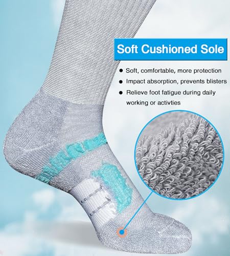 Suaskk Womens Cushioned Breathable Athletic Running Crew Socks 5 Pairs - color: Grey 5 Pairs, size: 9-11