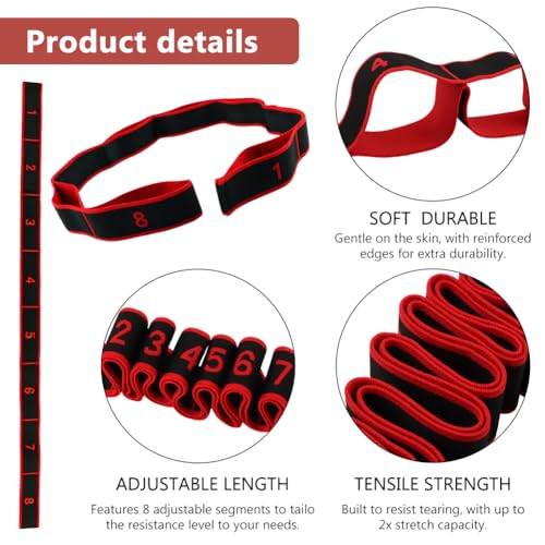 Elastic Yoga Stretching Strap with Multi-Loop, Numbered Resistance Bands