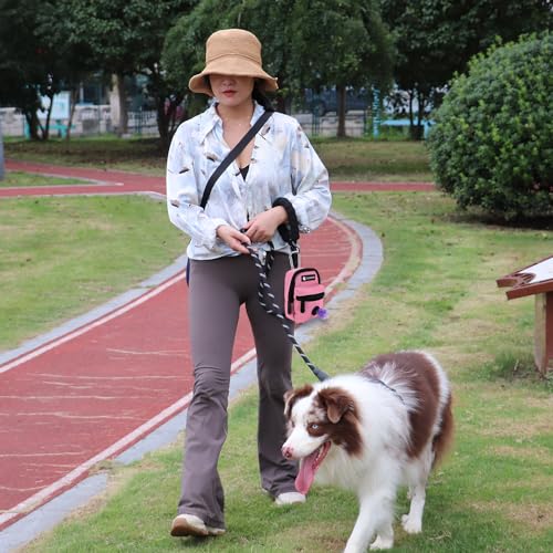 Dog Treat Pouch Dog Poop Bag Holder for Leashes, Pets Snack Container With Inner Small Bag, Puppy Supplies Perfect for Training and Walking - color: Pink 2
