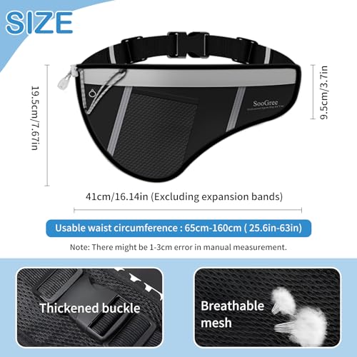 SooGree Men Women Sports Running Waist Bag, Waterproof Fanny Packs with Adjustable Belt, Waist Fanny Pack Bag with Water Bottle Holde for Running Hiking Walking Biking - color: GSP8807 Gray Top-Black Bottom