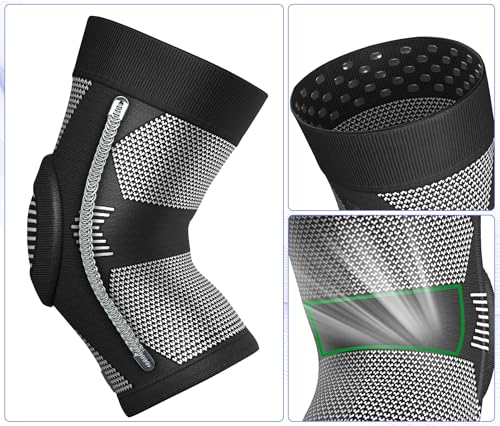 NEENCA Upgraded Thin Knee Brace for Women/Men, Compression Knee Support with Gel Pad & Spring Stabilizers. Knee Sleeve for Meniscus Tear, ACL, PCL, Arthritis, Joint Pain Relief, Runner, Workout, Sport - size: X-Large