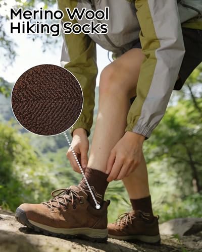 iCamter 5 Pairs Merino Wool Hiking Socks for Women Men - color: Grey Apricot Beige Caramel Brown, size: 5-9