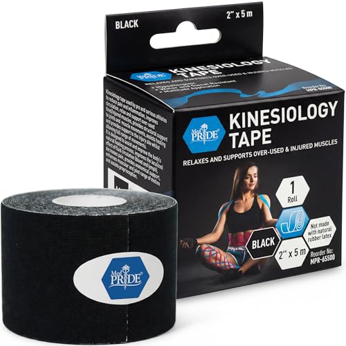 MED PRIDE Kinesiology Tape Roll 2 in x 16.4 ft,Breathable,Latex-Free,Black - color: Black