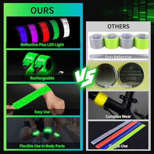 2PCS LED Armband for Running and Walking at Night Safety Gear - color: Green