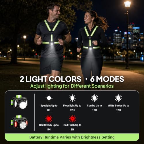 Running Lights For Runners, 550 Lumens, Running Light Vest For Runners