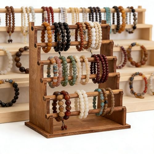 Multi-Tier Wooden Washi Tape & Sticker Organizer, Desktop Display Rack for Craft Storage, Jewelry Bracelets, Ribbons - Gift for Planner Enthusiasts H-6 - size: 6-Tier