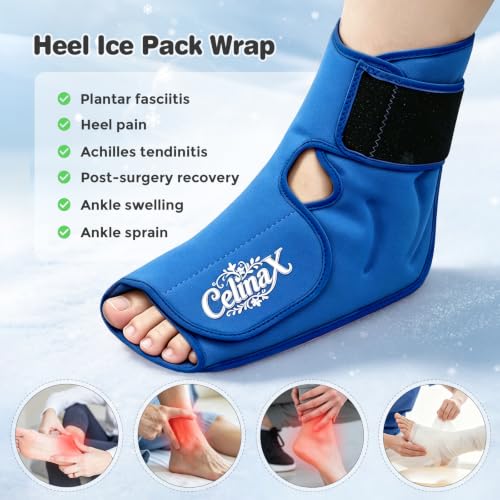 Ankle Ice Pack Wrap, Heel Ice Pack Wrap for Plantar Fasciitis Relief - color: Blue, size: Large