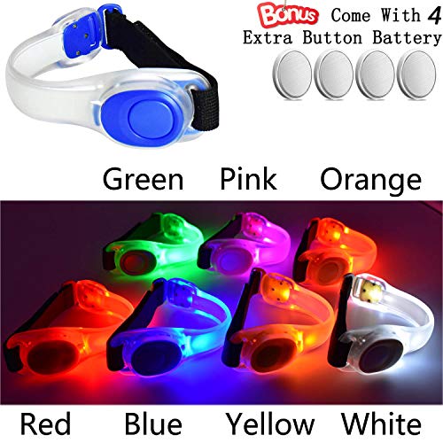 Premium LED Light Up Armband, Reflective Adjustable Wearable Silicone Running Belt Strap/Waterproof Glow in The Dark for Running Jogging Walking Cycling Concert Camping Outdoor Sports - color: Blue - 4 Pack
