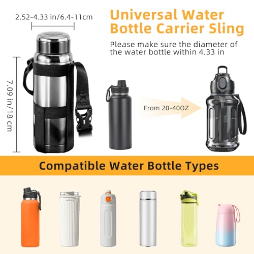 Nuovoware Water Bottle Holder With Strap, 2 Pack, 20-40 oz, Black+Black - color: Black+Black, size: 2 PCS