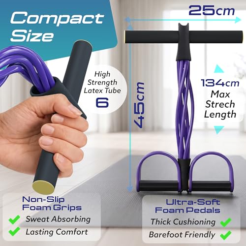 Premium 6 Tube Resistance Band – Powerful, Visible Results with Safe Low-Impact Design | Multifunction Pedal Resistance Band | Home Gym Equipment for Women | 30-Day Support