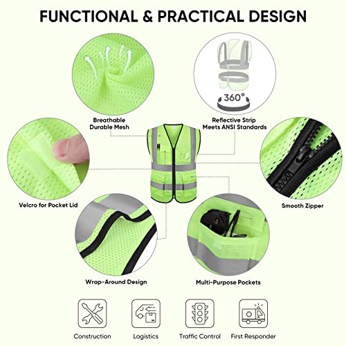 TICONN High Visibility Reflective Safety Vest for Men & Women, ANSI Class 2 - color: Green, size: X-Large