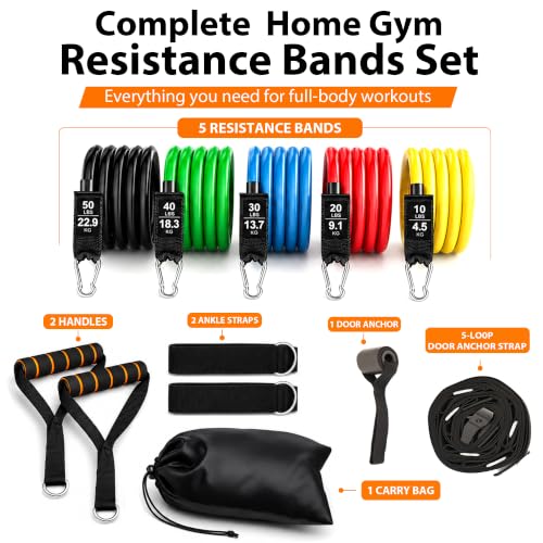 Resistance Bands Set with Handles and Door Anchor for Full Body Workout