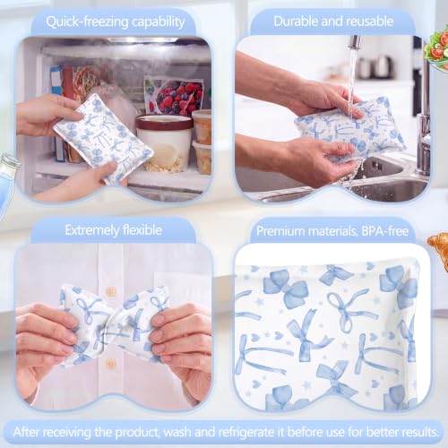 VIHOSE 2 Pcs Ice Packs for Lunch Box Bag - color: Blue, style: Bow