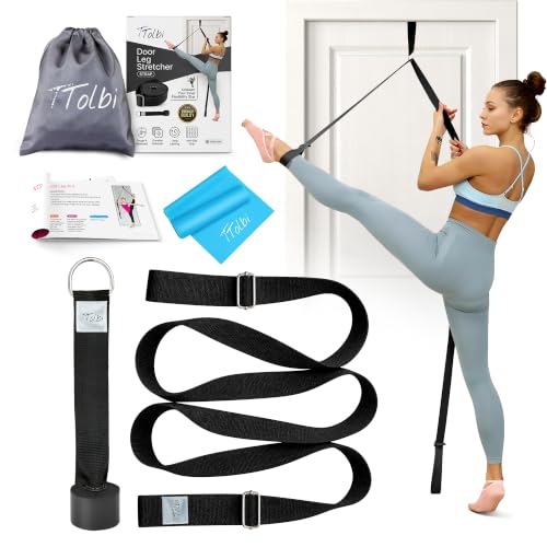 Leg Stretcher Strap with Door Anchor and Resistance Band, Splits Trainer - color: Classic Black