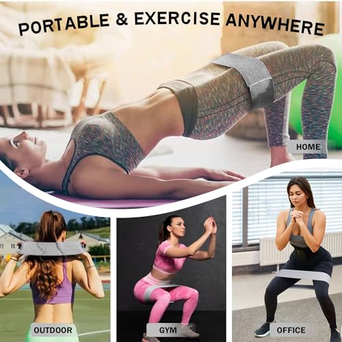 KANGFITER Non-Slip Fabric Resistance Bands for Working Out 3 Levels - color: Grey, Black 3 PCS