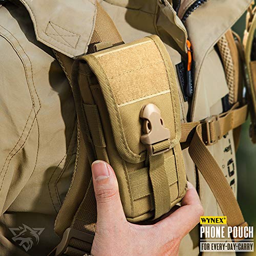 WYNEX Tactical Phone Pouch Molle, Phone Blet Holder Fit 4.0-6.7" Screen - color: Khaki
