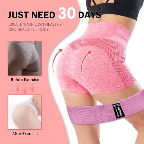 KANGFITER Non-Slip Fabric Resistance Bands for Working Out 3 Levels - color: Green, Pink, Purple 3 PCS