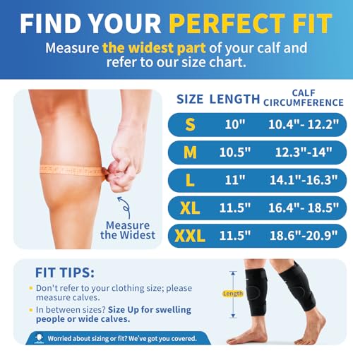 CAMBIVO Calf Brace 2 Pack Adjustable Compression Wrap for Torn Calf Muscle - size: Small
