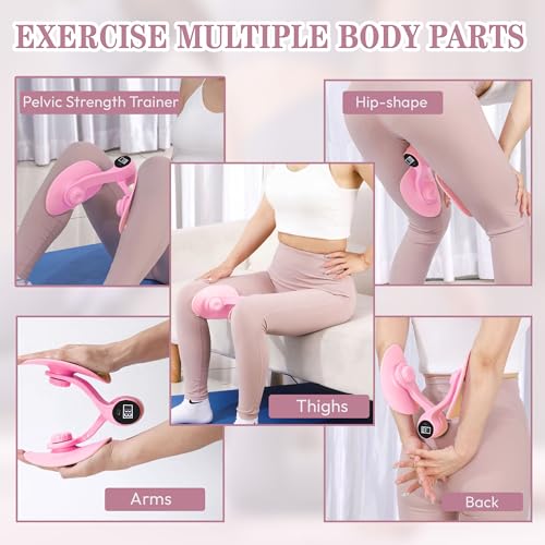 Thigh Hip Trainer Kegel Exerciser, Pelvic Floor Exercise Devices, Inner Thigh Exerciser for Women Men, Thigh Exercise Equipment - color: Pink