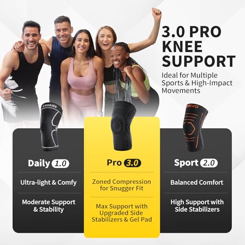 CAMBIVO 2-Pack Knee Brace for Men & Women, Compression Sleeve with Gel Pad - color: Black, size: X-large
