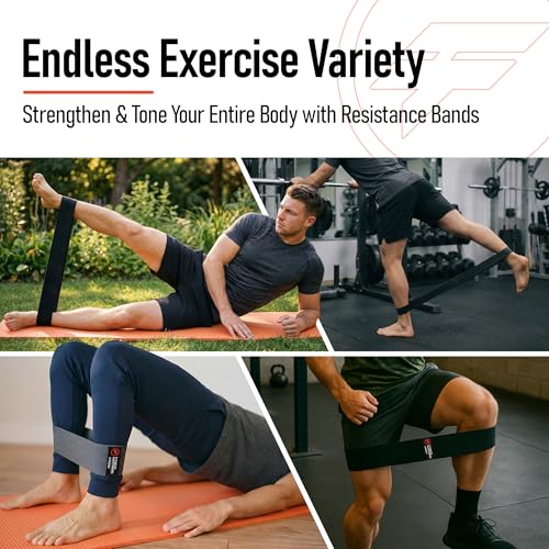 GluteX Resistance Bands 4 Pack for Women & Men, Non-Slip Fabric Booty Bands for Glutes, Legs & Hips, 4 Resistance Levels (Light/Medium/Strong/Heroic), Exercise Bands with Carry Bag