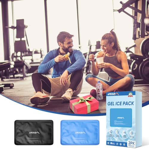 APEXUP Gel Ice Packs for Injuries Reusable, Flexible Double Sided Cold Packs for Injuries, Ice Pack for Knee, Shoulder, Back, Hip, Leg, Arm (Blue, 11.5"x7.5", 2PK) - size: M-2PK (11.5"x7.5"), style: Blue