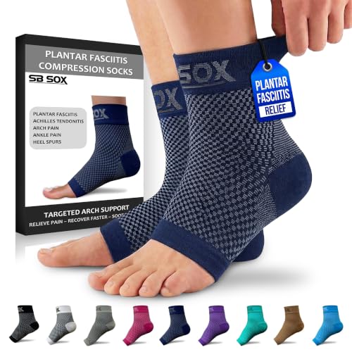 SB SOX Compression Socks for Plantar Fasciitis Relief (Navy, Medium) - color: Navy, size: Medium
