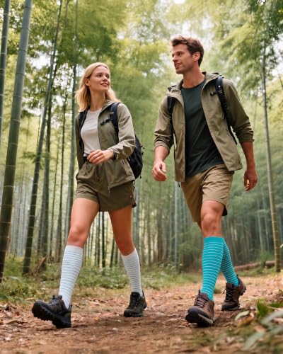 Bamboo Viscose Compression Socks|4Pairs 15-20mmHg Knee High Socks - color: Navy Blue, size: Small-Medium