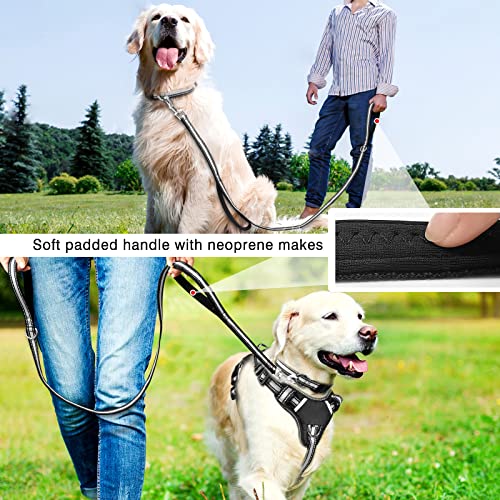 WINSEE Pet Harness Collar and Leash Set, All-in-one Reflective Dog Harness No Pull with Adjustable Buckles for Puppies, Small, Medium, Large, and Extra-Large Dogs (X-Large, Black) - color: Black, size: X-Large