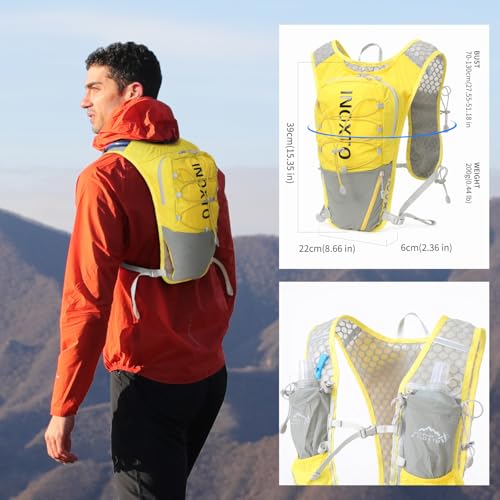 IX INOXTO Running Hydration Vest for Women Men with 500ML Soft Flask - color: yellow with 500ml