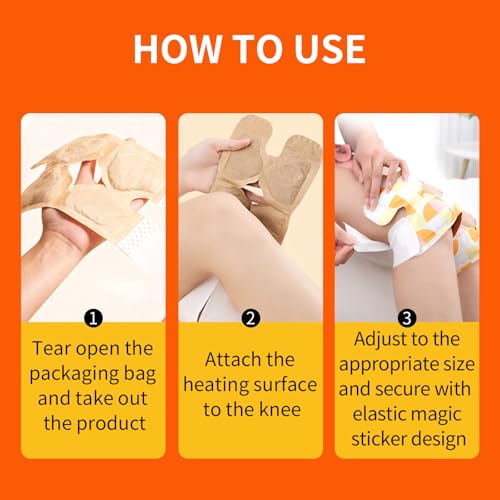 KZM Knee Heat Wraps for Knee Relief Patches 8-Hour Heat Therapy 6 Pcs
