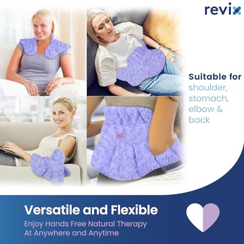 REVIX Microwavable Heating Pad for Neck & Shoulders, Moist Heat Wrap - color: Purple