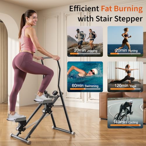 Heavy Duty Stair Stepper Handlebar Adjustable Foldable Vertical Climbers