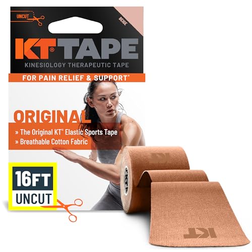 KT Tape, Original Cotton, Elastic Kinesiology Athletic Tape, 16’ Uncut Roll - color: Beige