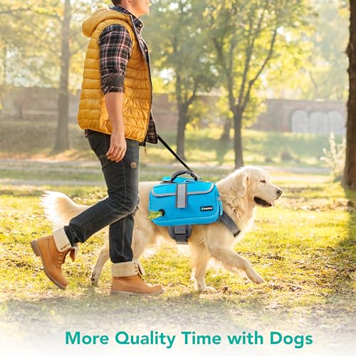 PetAmi Dog Backpack for Medium Large Dogs, Hiking Saddle Bag, Blue - color: Blue, size: Medium