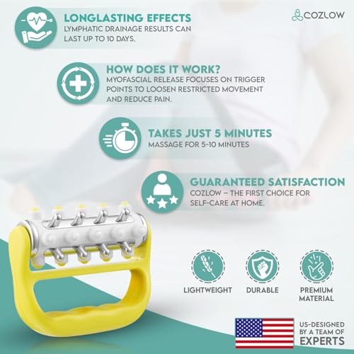 MyoRelease Lymphatic Drainage Massager - Yellow - Handheld Massage Roller - color: Yellow