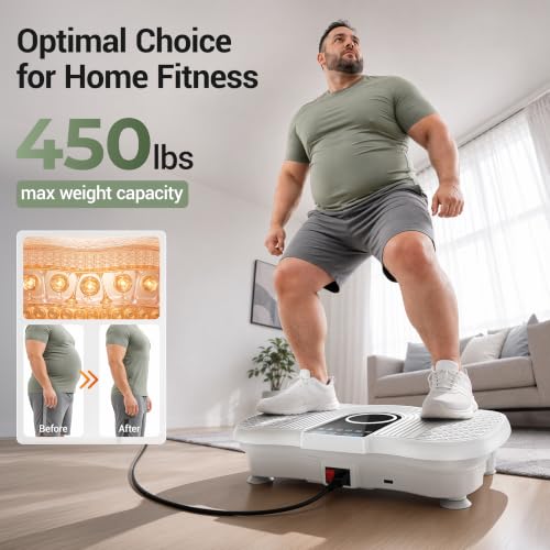 Vibration Plate Exercise Machine 350lbs Capacity Full Body Shaker - color: Pure white